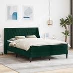 vidaXL Bedframe met matras met matras Donkergroen 120 x 190, Huis en Inrichting, Slaapkamer | Matrassen en Bedbodems, Verzenden