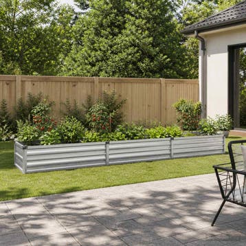 vidaXL Verhoogd Tuinbed Zilverkleurig 240 x 40 x 24 cm, Minder dan 30 cm, Verzenden, Minder dan 60 cm, Nieuw