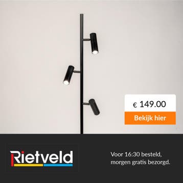 Rietveld-Vloerlampen-Zwart-Metaal, Aluminium, Verzenden, Nieuw
