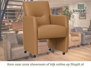 Leren eetkamerstoel Pleasure - Toledo Camel (bruin) - Met, Huis en Inrichting, Eigentijds, Modern, Bruin, Nieuw, Leer