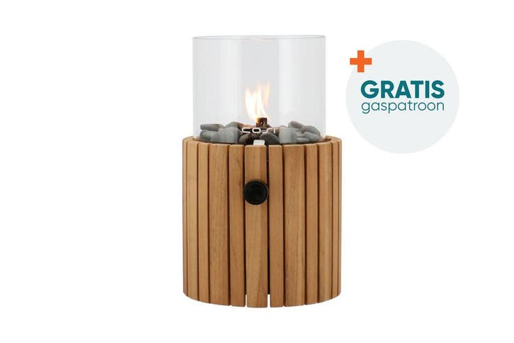Cosiscoop Timber teak - gaslantaarn met gaspatroon, Tuin en Terras, Tuinmeubel-accessoires, Nieuw, Verzenden
