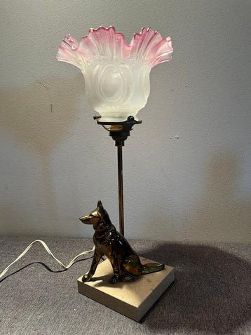 Lamp - Régule, marmer, messing - Art Deco, werkt,signatuur