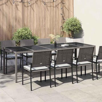 vidaXL Tuinstafel Grijs poly rattan, Verzenden, Nieuw