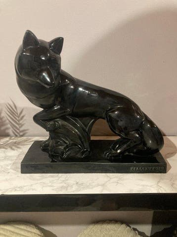 Charles Lemanceau - sculptuur, Renard en céramique - 37 cm -
