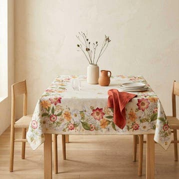 AA151 - Gobelin tafellaken met bloemmotief en groene rand -