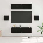 vidaXL Tv-meubelset Wandgemonteerd 6 pcs Zwart Eiken Bewerkt, Minder dan 50 cm, Verzenden, Nieuw, Minder dan 100 cm
