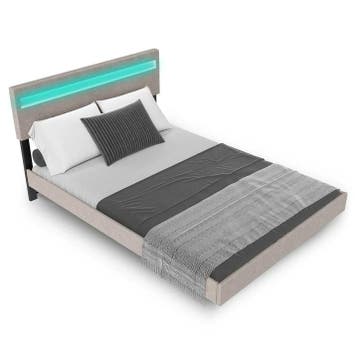 Zwevend bed Lissabon - 140x200cm - Kunstleer - Incl. LED - B, Huis en Inrichting, Verzenden, Nieuw