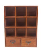 Houten Boekenkast 9 Vakken met 2 Lades – Vintage Organizer, Verzenden, Nieuw