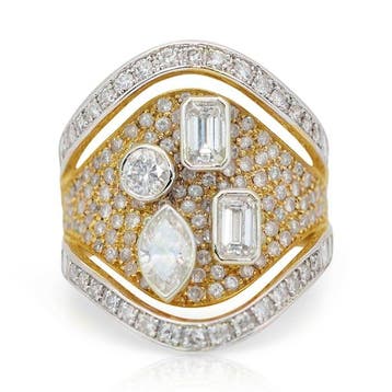 Ring - 14 karaat Geel goud - 3.03ct. tw. Diamant, Nieuw