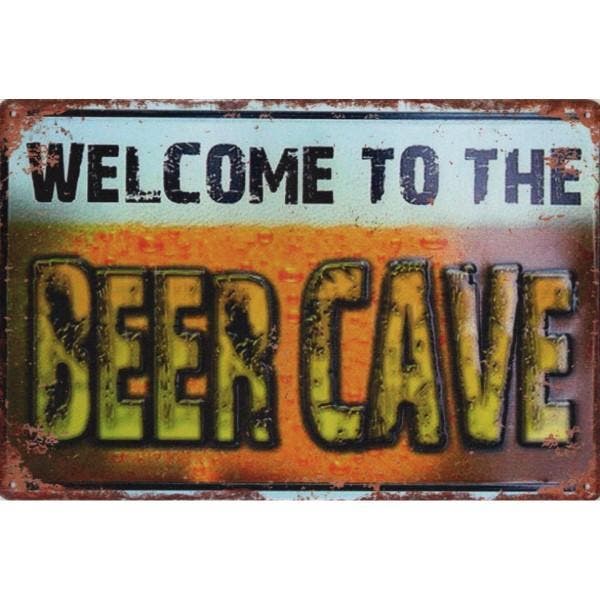 Wandbord -  Welcome To The Beer Cave, Huis en Inrichting, Woonaccessoires | Wanddecoraties, Nieuw, Ophalen of Verzenden