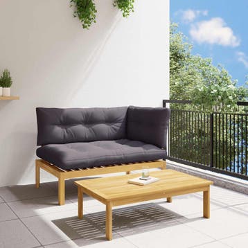 vidaXL 2 Stuk Acaciahout Licht Bruin, Tuin en Terras, Verzenden, Nieuw, 2 zitplaatsen