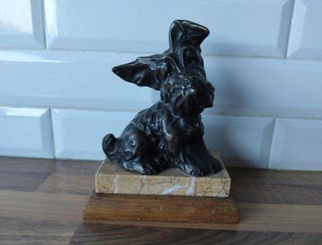 sculptuur, Terrier écossais - 18 cm - Brons