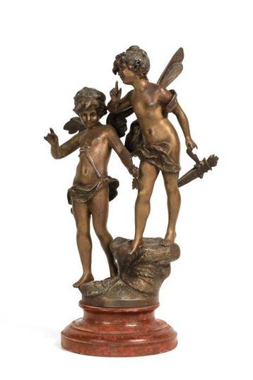 Louis Moreau (1855-1919) - sculptuur, Cupidon à lépreuve, Antiek en Kunst