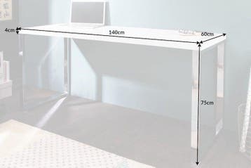 Modern bureau WHITE DESK 140cm witte hoogglans bureautafel -, Ophalen of Verzenden, Nieuw