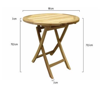 Klaptafel 90 cm rond teak, Ophalen of Verzenden, Nieuw, Teakhout