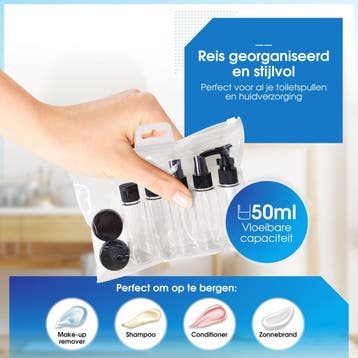 HGMD Reisflesjes Met Etui - 11 Delig - Reisaccessoires, Verzenden, Nieuw
