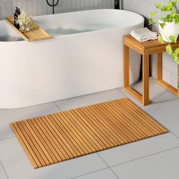 vidaXL Badmat Bruin 100 x 60 cm Massief Acaciahout, Verzenden, Nieuw, Bruin