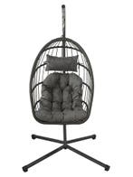Egg Chair Grijs | PE Rattan | Premium | OP=OP, Tuin en Terras, Tuinstoelen, Ophalen of Verzenden, Nieuw, Plastic, Inklapbaar