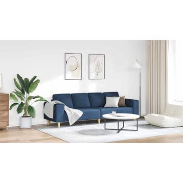 vidaXL Woonkamer Bank Blauw 250 x 77 x 76 cm Polyester, Huis en Inrichting, Verzenden, Nieuw, Kunststof, Minder dan 150 cm