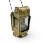 Olielamp - Oude mijnlamp - Messing, glas