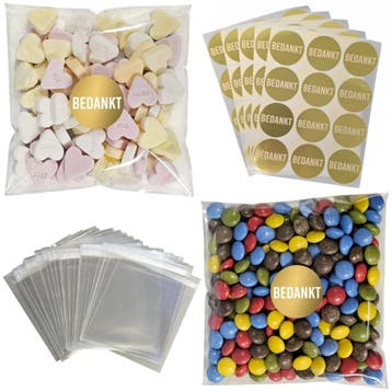 100x Uitdeelzakjes + Sluitstickers Bedankt - Zakjes Met, Verzenden, Nieuw