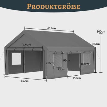 6x4x3m All-Weather Tent - Waterdichte Garage, UV-bescherming