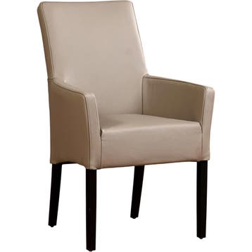 Leren eetkamerstoel Just met armleuning - Toledo Khaki, Bruin, Bohemian, Eigentijds, Klassiek, Retro, Romantisch, Scandinavisch