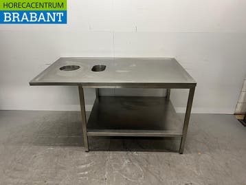 RVS Werktafel met kleine spoelbak en afvalgat 170 x 100 x, Ophalen of Verzenden, Gebruikt