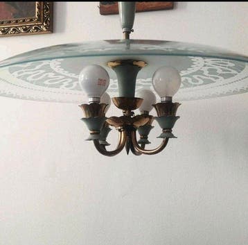 Plafondlamp - Glas - Grote hanglamp, Italië, Antiek en Kunst