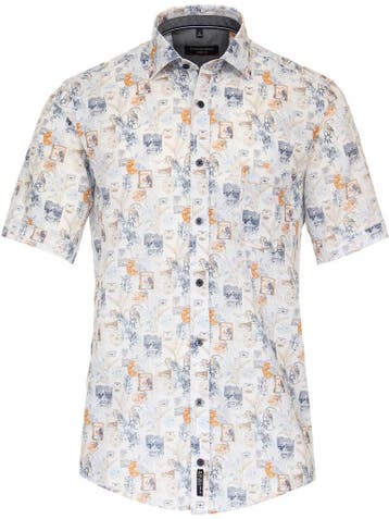 Casa Moda Overhemd Korte Mouw Bio Katoen Met Motief, Verzenden, Nieuw, Oranje