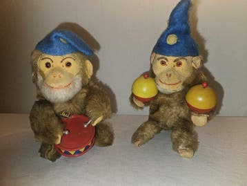 Max carl - wind-up apen met trommel en rammelaars -