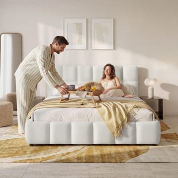 Bedset met gestoffeerd bed en matras, Verzenden, Nieuw
