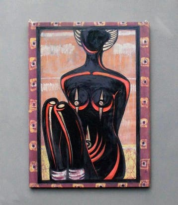 Adela M. - Akt czerwono-zoty, obraz podwietlany, 81x60cm
