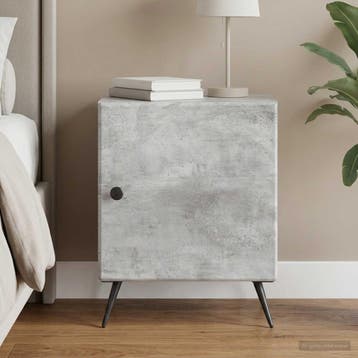 vidaXL Nachtkastje Betongrijs 43 x 34,5 x 50 cm Bewerkt hout, Minder dan 45 cm, Verzenden, Nieuw, Minder dan 55 cm