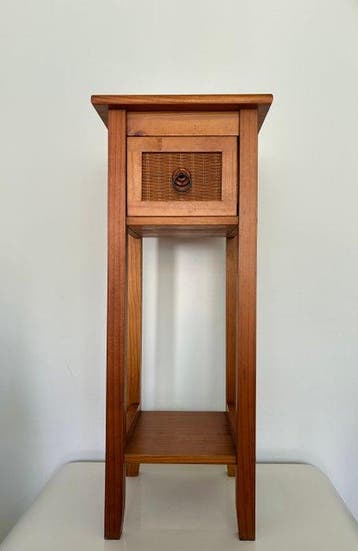 Bijzettafel - Rattan, Hout, Metaal - Hoge plantentafel