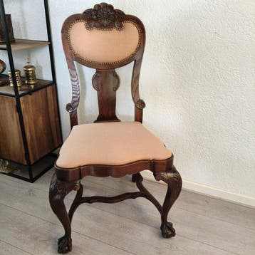 Bijzetstoel - Eik - ±1850 houten houtsnijstoel