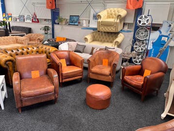 Diversen Chesterfields schaapleren Old Vintage camel Stoelen, Ophalen, Gebruikt, Leer, Chesterfield
