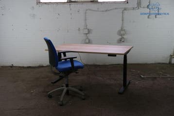 ZGAN elektrisch bureau Halifax eiken 160x80 cm USB, Zit-sta bureau, Gebruikt, Verzenden, Overige merken