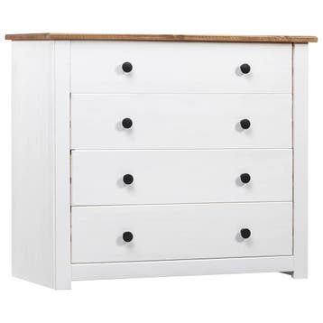 vidaXL Bijzetkast Panama Range 80x40x73 cm grenenhout wit, Minder dan 50 cm, Verzenden, Nieuw, Minder dan 100 cm
