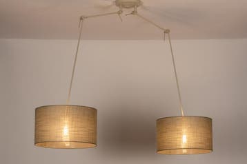 Rietveld Hanglampen - Taupe, Beige, Zand - Stof, Metaal, Huis en Inrichting, Verzenden, Nieuw