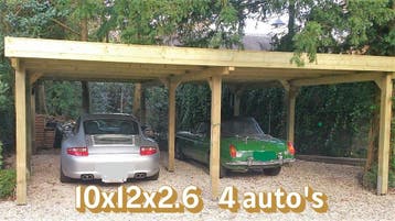 carport 4 autos 10x12x2,6, Nieuw