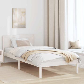 vidaXL Bedframe Wit 90 x 190 cm Massief grenenhout, Eenpersoons, Verzenden, Wit, Nieuw
