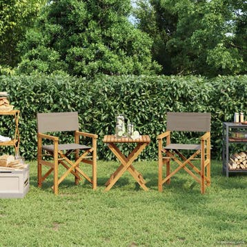 vidaXL Directeursstoel 100% Polyester Massief Teak, Tuin en Terras, Tuinstoelen, Verzenden, Nieuw