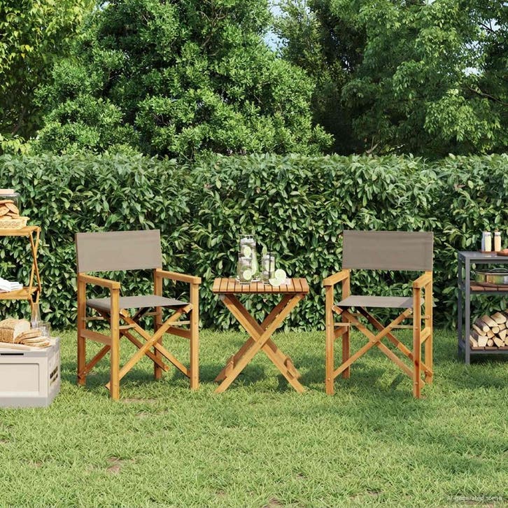vidaXL Directeursstoel 100% Polyester Massief Teak, Tuin en Terras, Tuinstoelen, Nieuw, Verzenden