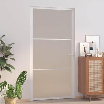 vidaXL Binnendeur 102,5x201,5 cm matglas en aluminium wit, Verzenden, Nieuw