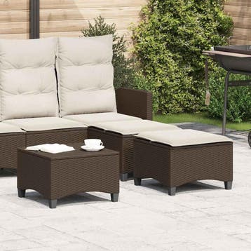 vidaXL Tuinkrukken met kussens 2 st 55x55x36 cm poly rattan, Tuin en Terras, Verzenden, Nieuw, Rotan
