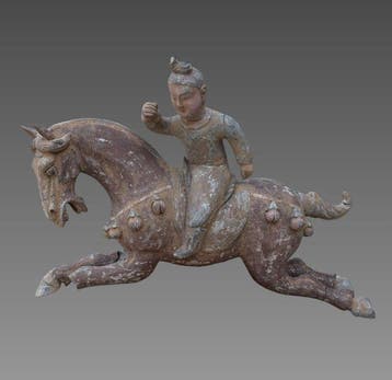 Oud-Chinees, Han-dynastie Terracotta Mingqi ruiter - uit de