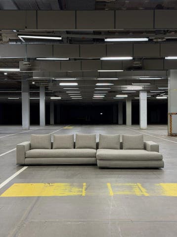 Minotti Hamilton Hoekbank | Taupe | NIEUWSTAAT + Garantie, 300 cm of meer, Ophalen of Verzenden, Zo goed als nieuw, Bank Hoekbank Bankstel Bankje Loungebank Banken Chaise Lounge 