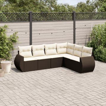 vidaXL 6-delige Loungeset met kussens poly rattan bruin, Verzenden, Nieuw, Loungeset