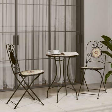 vidaXL Bistroset mozaïek ijzer en keramiek terracottakleurig, Tuin en Terras, Tuinsets en Loungesets, Verzenden, Nieuw, Overige materialen